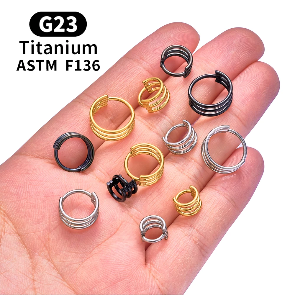 ASTM F136 Titanium 16G Hinged Nose Ring CZ Septum Clicker Cartilage Hoop Earrings Tragus Rook Daith Conch Helix Piercing Jewelry