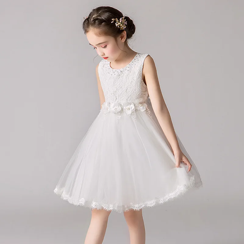 Vestidos  Elegant Girl Dress Summer Mesh Ball Dress Kid Bridesmaid Dress Evening Dress Ball Tank Top Sun Dress Princess Dress