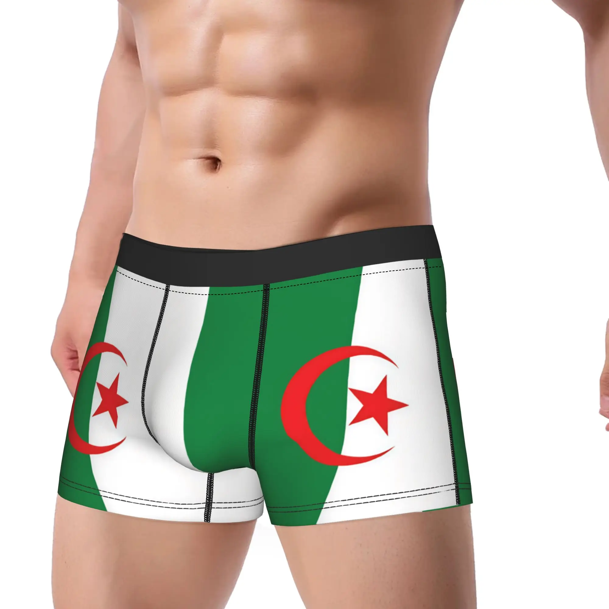 Algerian Flag Underwear  Men Shorts Briefs Breathable Trunk Trenky Customs Large Size Panties