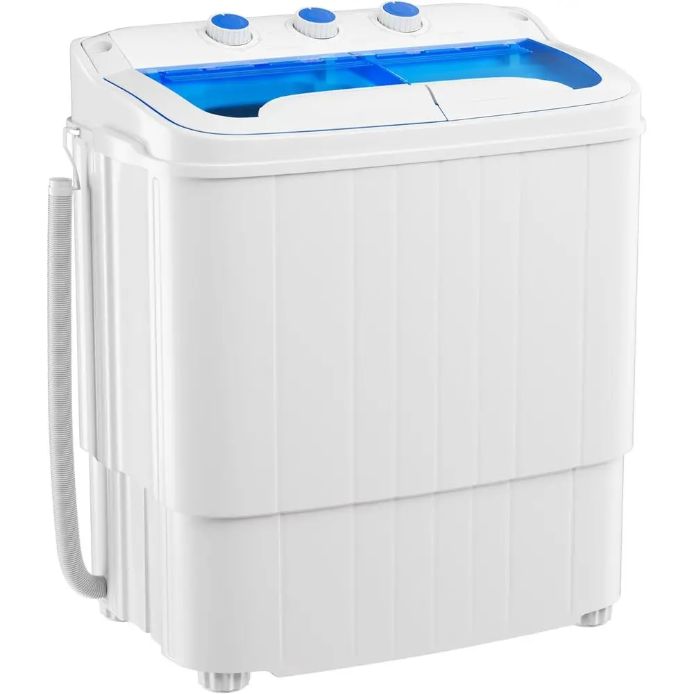 

Portable Washing hine, 18lbs Twin Tub Portable Washer with Spin Cycle and Dryer, Semi-automatic Washer hine Combo or Dorms, Apar