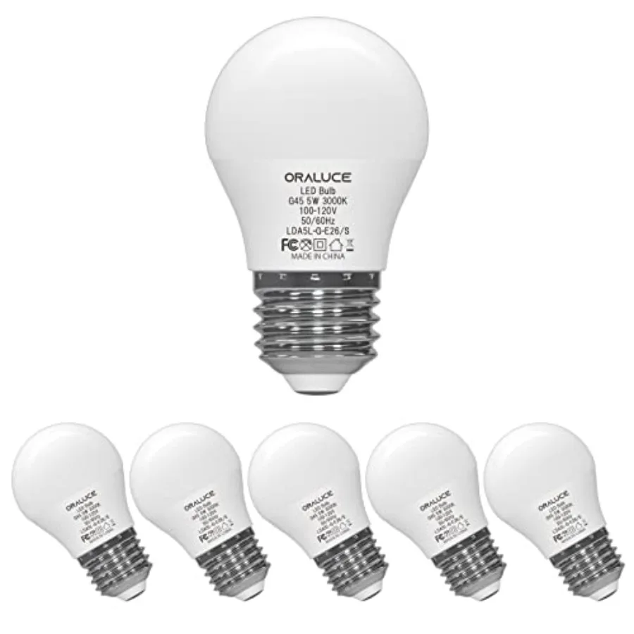 A15 LED Bulb 5 Watts 3000K, 40W Equivalent Table Lamp Bulb, E26 Standard Screw Base G45 Shape Small Light Bulbs for House Light