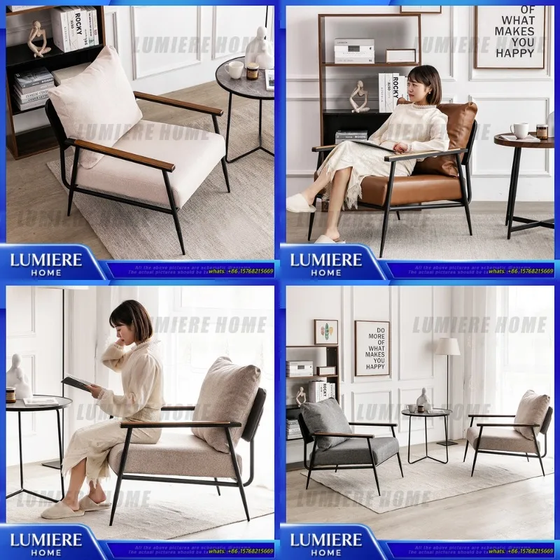 

Современный минималистичный стул с металлическим акцентом, дизайнерское кресло для отдыха для гостиной, роскошный одиночный диван в скандинавском стиле, вдохновляющий