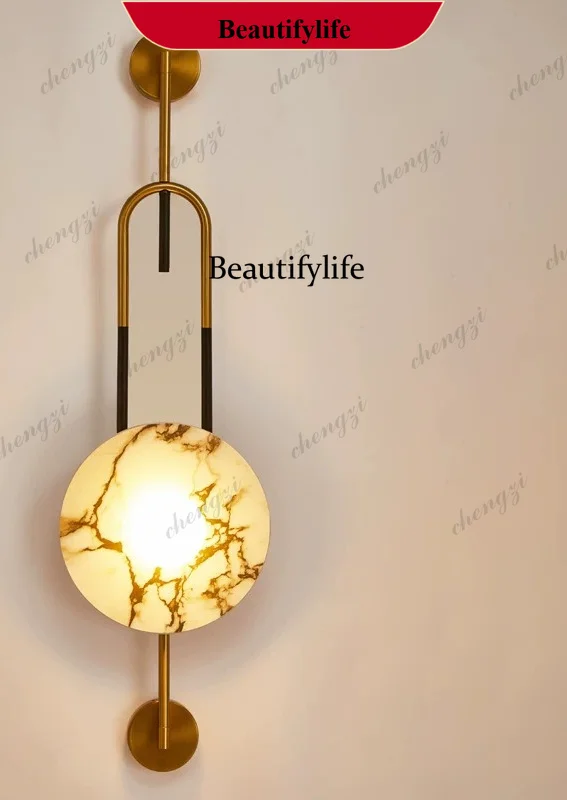M138 French antique wall lamp living room personalized background wall staircase villa, long pole decorative lamp