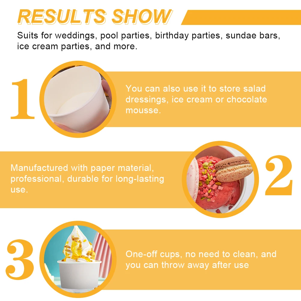 

100pcs Ice Cups 3Oz Cake Cup Disposable Paper Dessert Cups For Yogurt Pudding Mousse Snack Bakery Restaurant Use