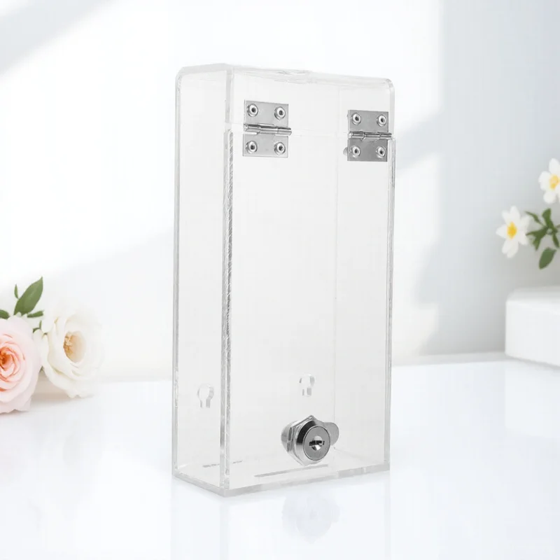 Caixa de bloqueio de telefone transparente, armazenamento forte, escritório, armário de telefone móvel, chave aleatória, estilo parafuso, prático, recipiente de travamento portátil