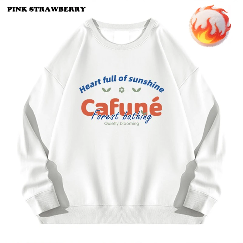 Sweater Plush Cetak Huruf Amerika Wanita Musim Gugur 2025 Baru Oversize Lengan Panjang Hoodie Kasual Pullover Y2K Atasan Pakaian Wanita