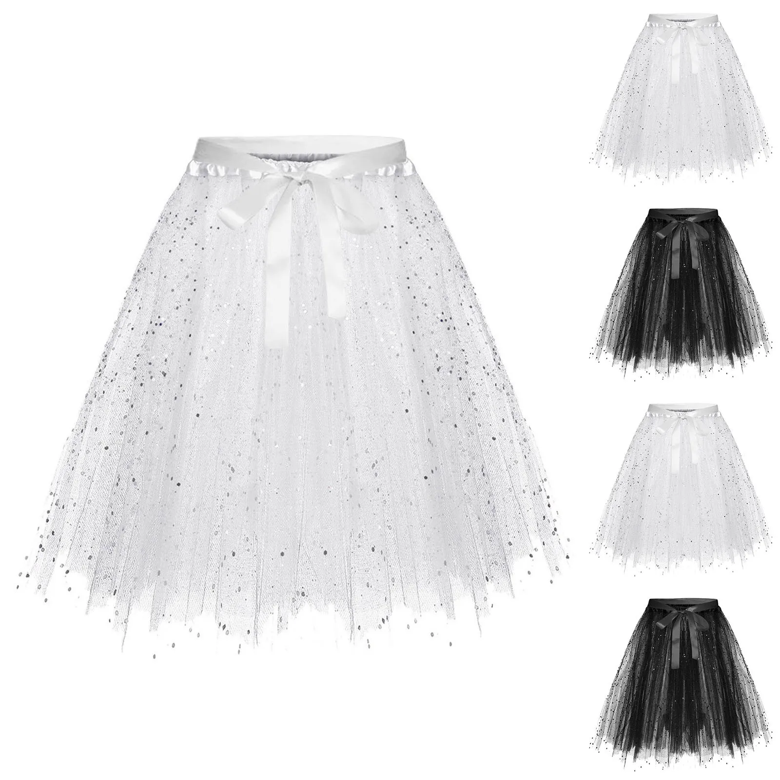 Kids Girl Lace-Up Bow Tulle Skirt Performance Skirt Dancewear Party Costume Ball Gown Skirt Lolita Petticoat Jupe Tutu Skirts