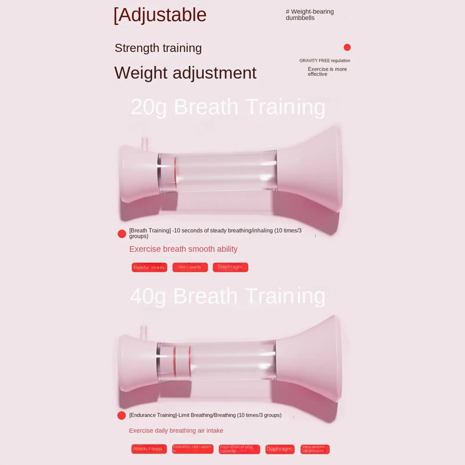 Mancuerna de respiración con carga tipo C, dispositivo de ejercicio de resistencia ajustable, fácil de usar, mancuerna de respiración para adultos, hombres y mujeres, para el hogar