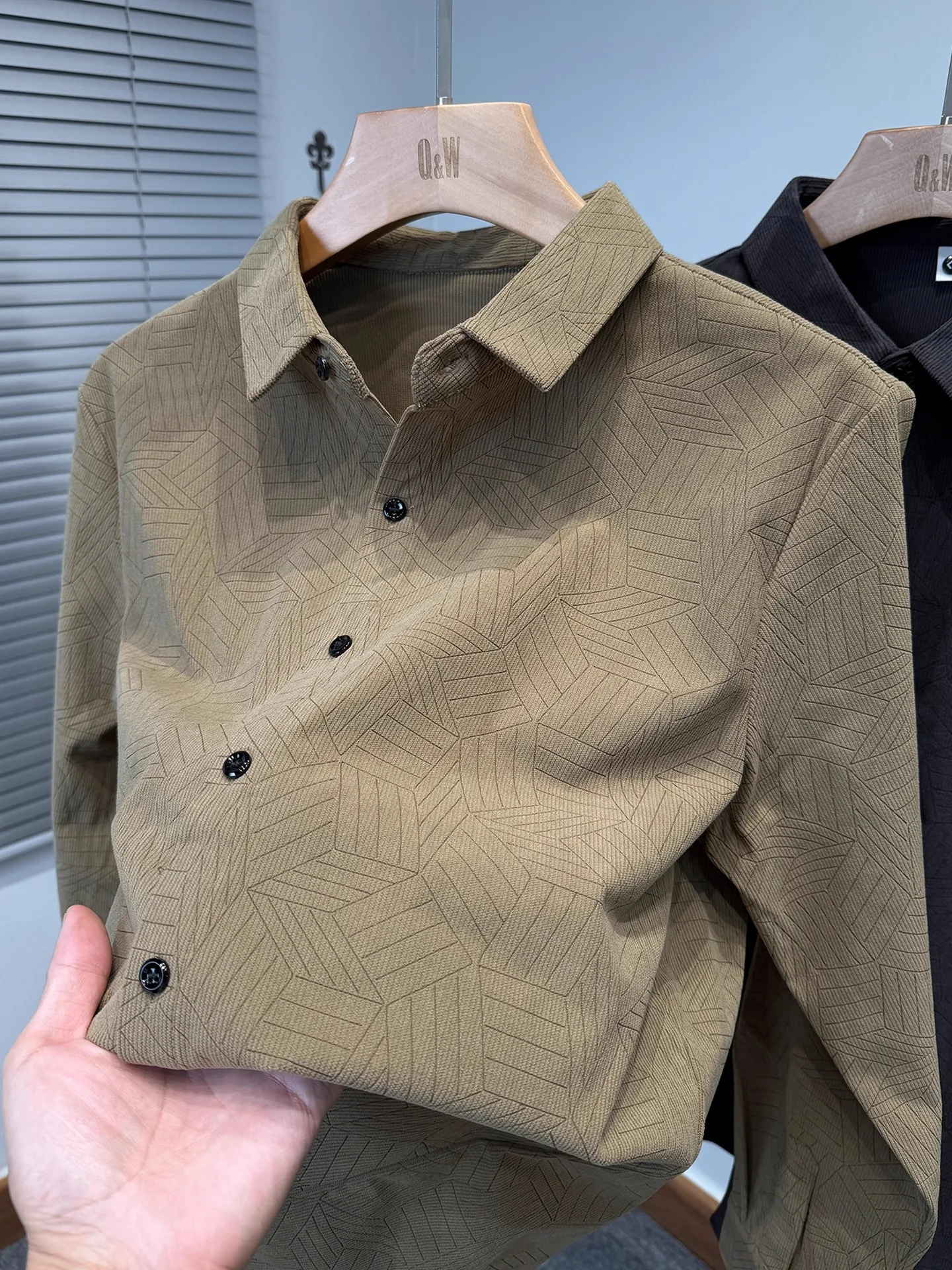 

Retro Corduroy Long Sleeve Men's Shirt 2025 New Autumn Trend Print Casual Outerwear for Middle-Aged Comfortable Breathable