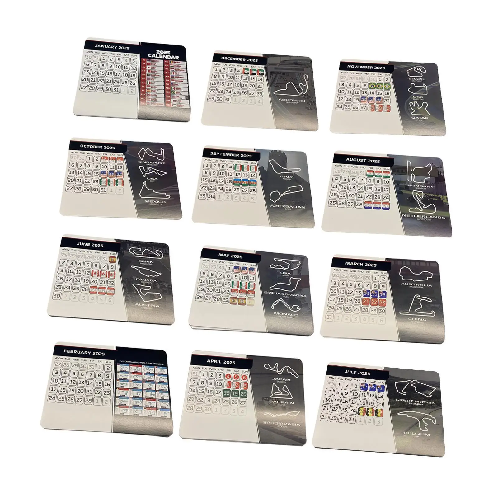 Formula Calendar 2025 Paper Easy Use Memorabilia Decorative Lightweight Desktop