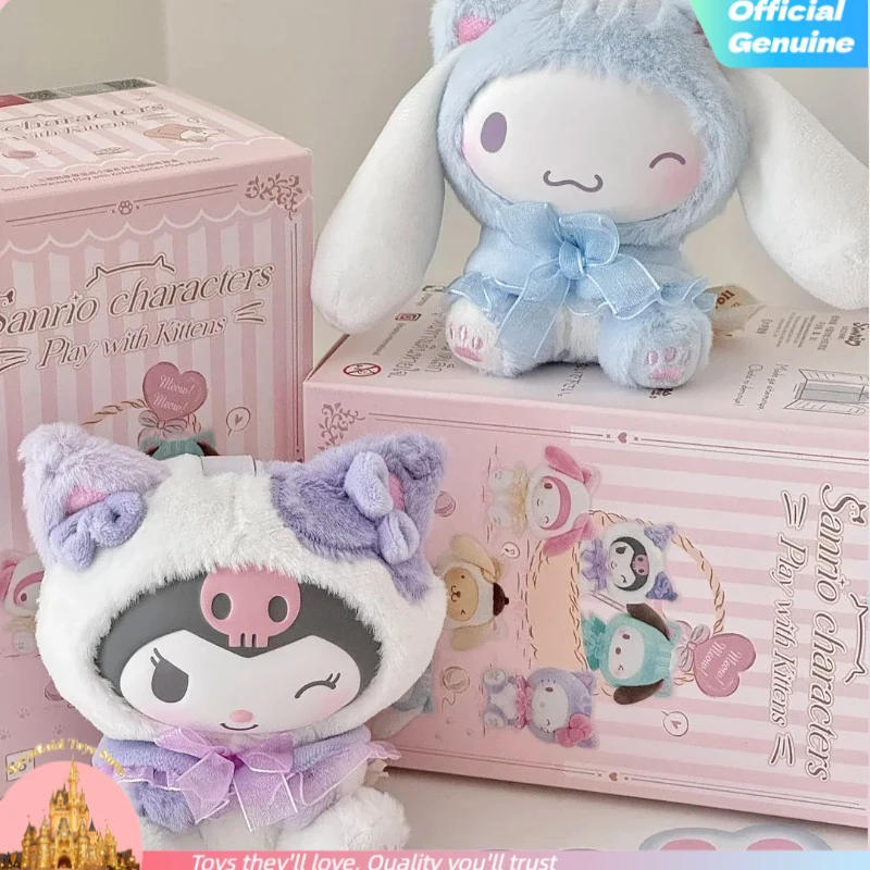 TOP TOY Sanrio Family Cute Cat Series Plush Keychain Blind Box Kawaii Stuffed Doll Desktop Ornament For Fans view 3