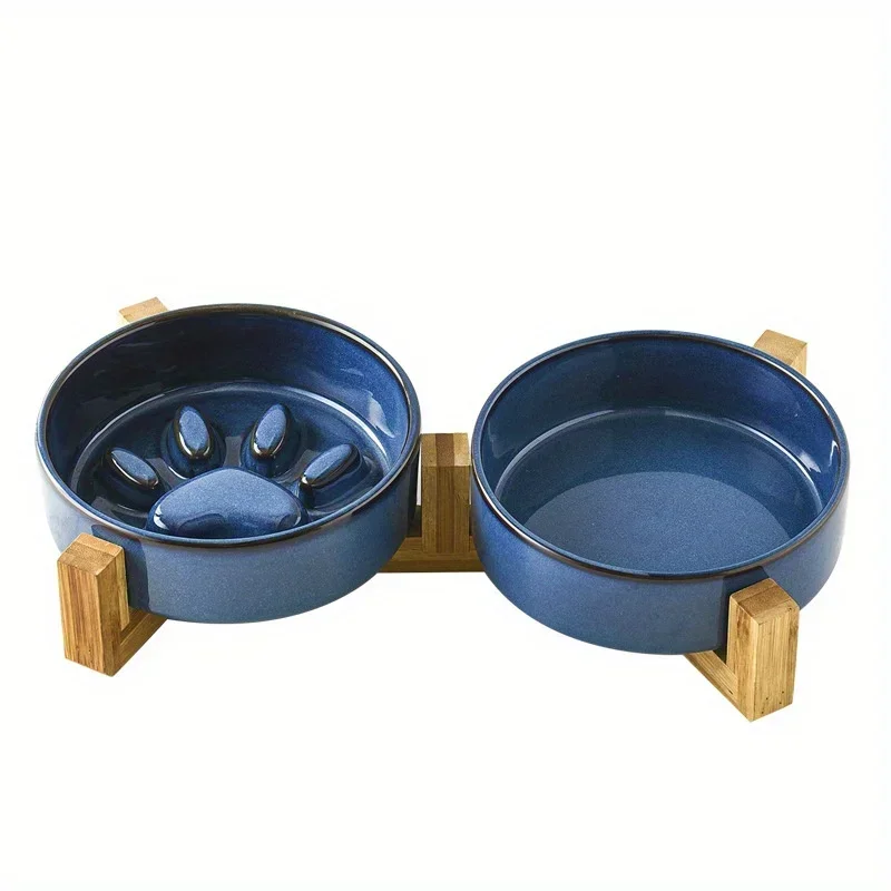 Pet Cat Bowl, Dog Bowl, Slow Food Bowl, Ceramic Medium sized Dog and Puppy Dog Anti Choking and Anti Overturning Bowl