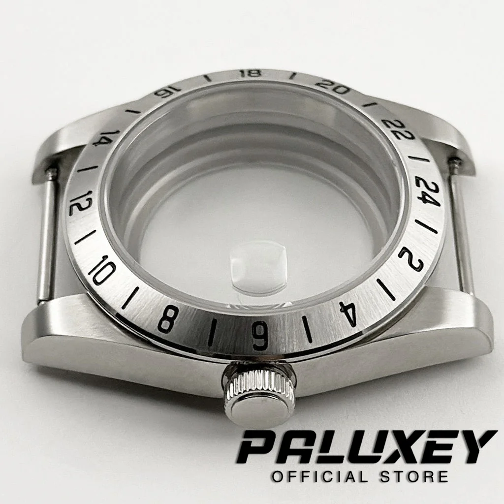 เคสนาฬิกากระจกแซฟไฟร์39มม. ใหม่ใส่ได้พอดีกับ NH34 NH35 NH70 NH72เคลื่อนที่2824นาฬิกาเคลื่อนไหว24ชั่วโมง Gmt FIXED BEZEL 316L เหล็กแข็ง