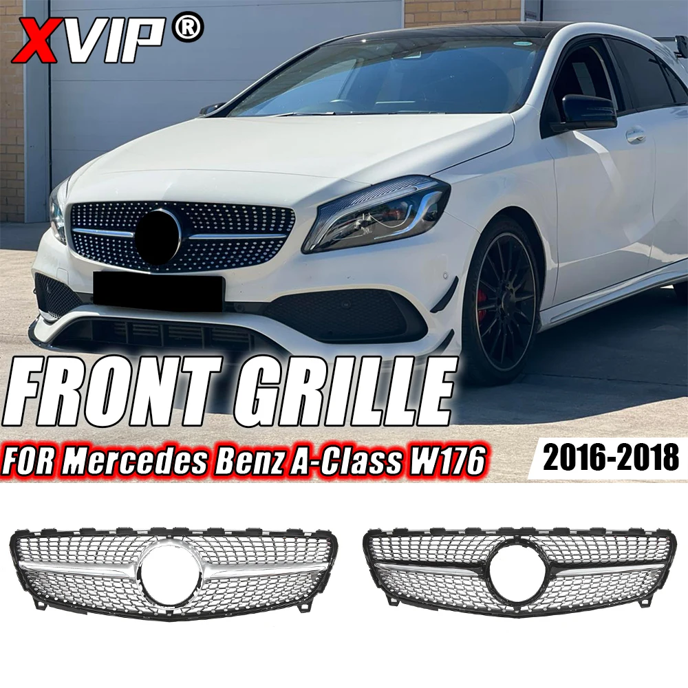 

XVIP Chrome Diamonds Style Bumper Grille For Mercedes Benz A-Class W176 16-18 A180 A200 A250 A45 AMG Front Bumper Racing Grills