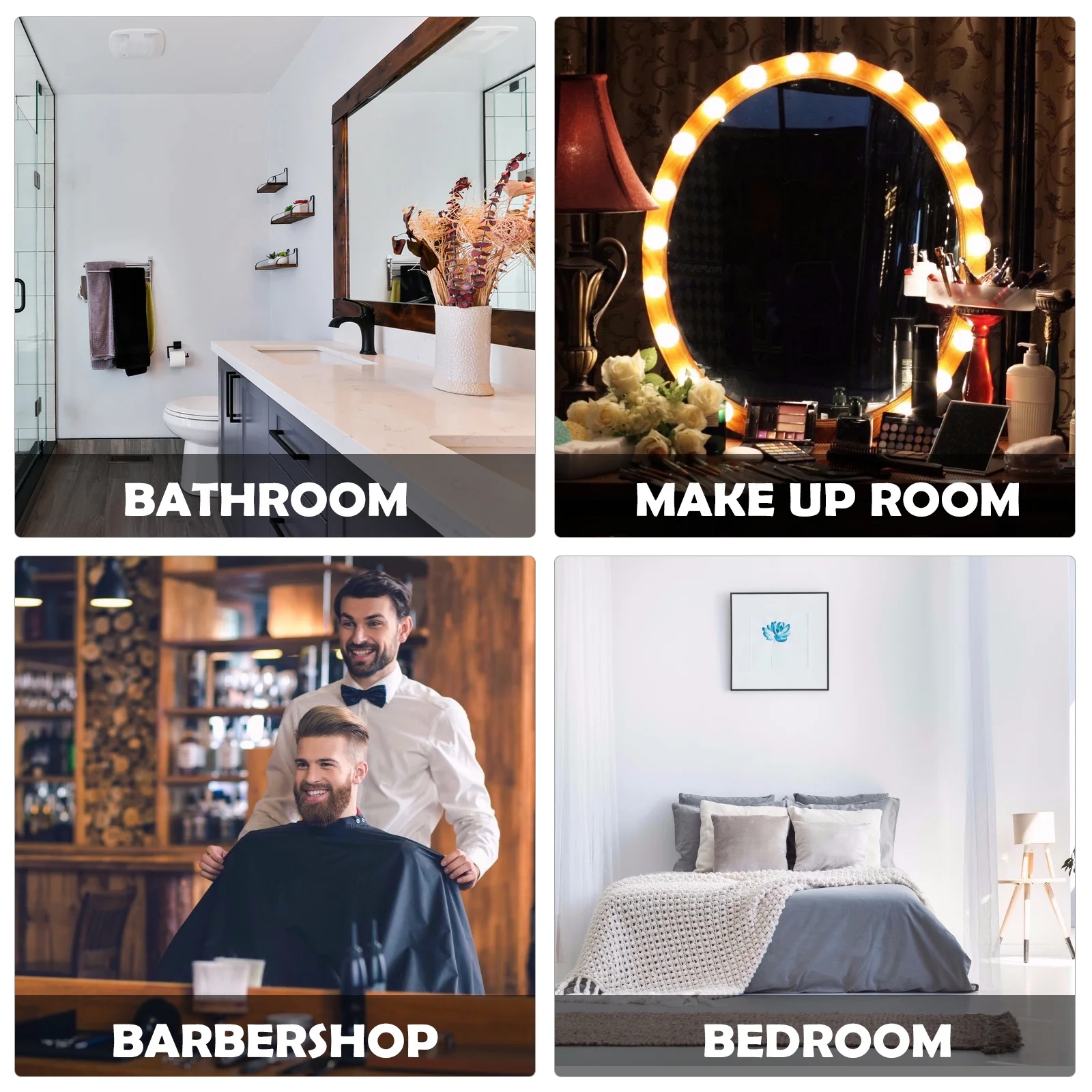 

Mirror Light Makeup Light 4 Bulb Suction Cup Portable Vanity Lights No Drilling Easy Install Bright Makeup Lamp for Home