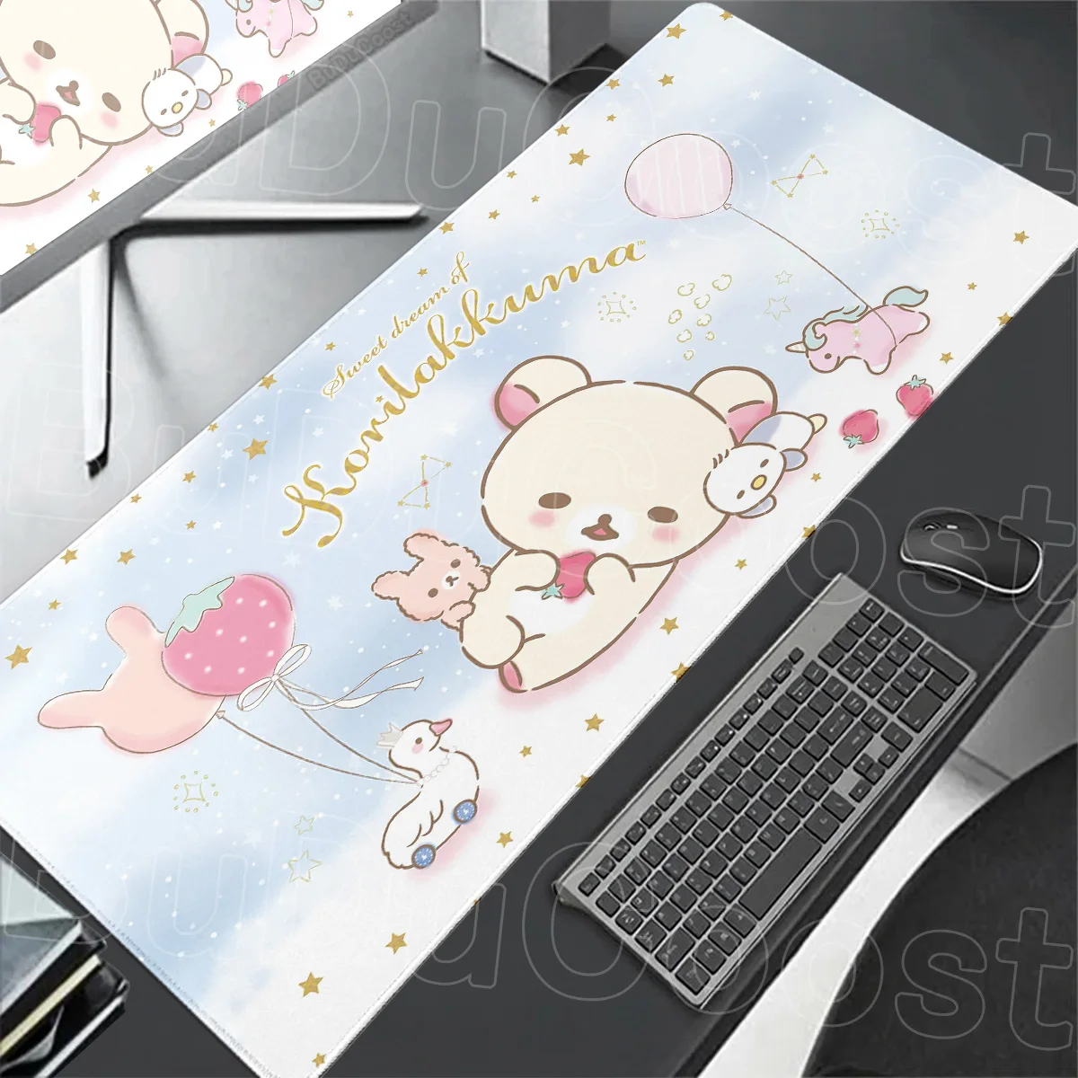 HD Print Laptop Cute Gamer Soft Mouse Pad 1000x500mm Cartoon Computer Desk Mat Stitch Edge Kawaii Rilakkuma Girl Keyboard Carpet
