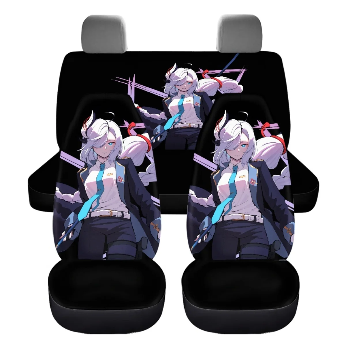 Cute Cartoon Anime Character Pattern Car Accessories Front Back Seat Covers Auto Clean Protector SeatBelt Steering Wheel Cover