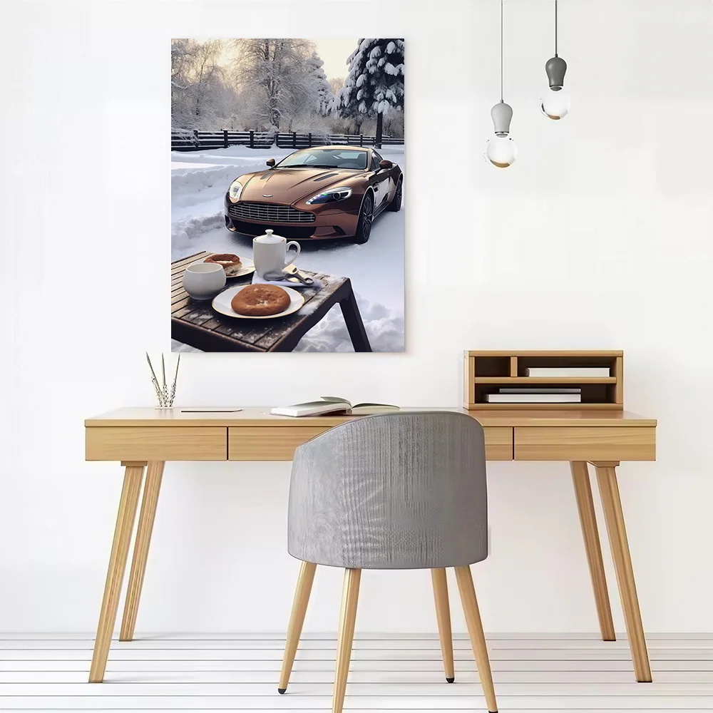 Super Car Martin in Winter Canvas Poster Customizable Pictures Wall Art Canvas Painting for Living Room Decorations Wand Deko