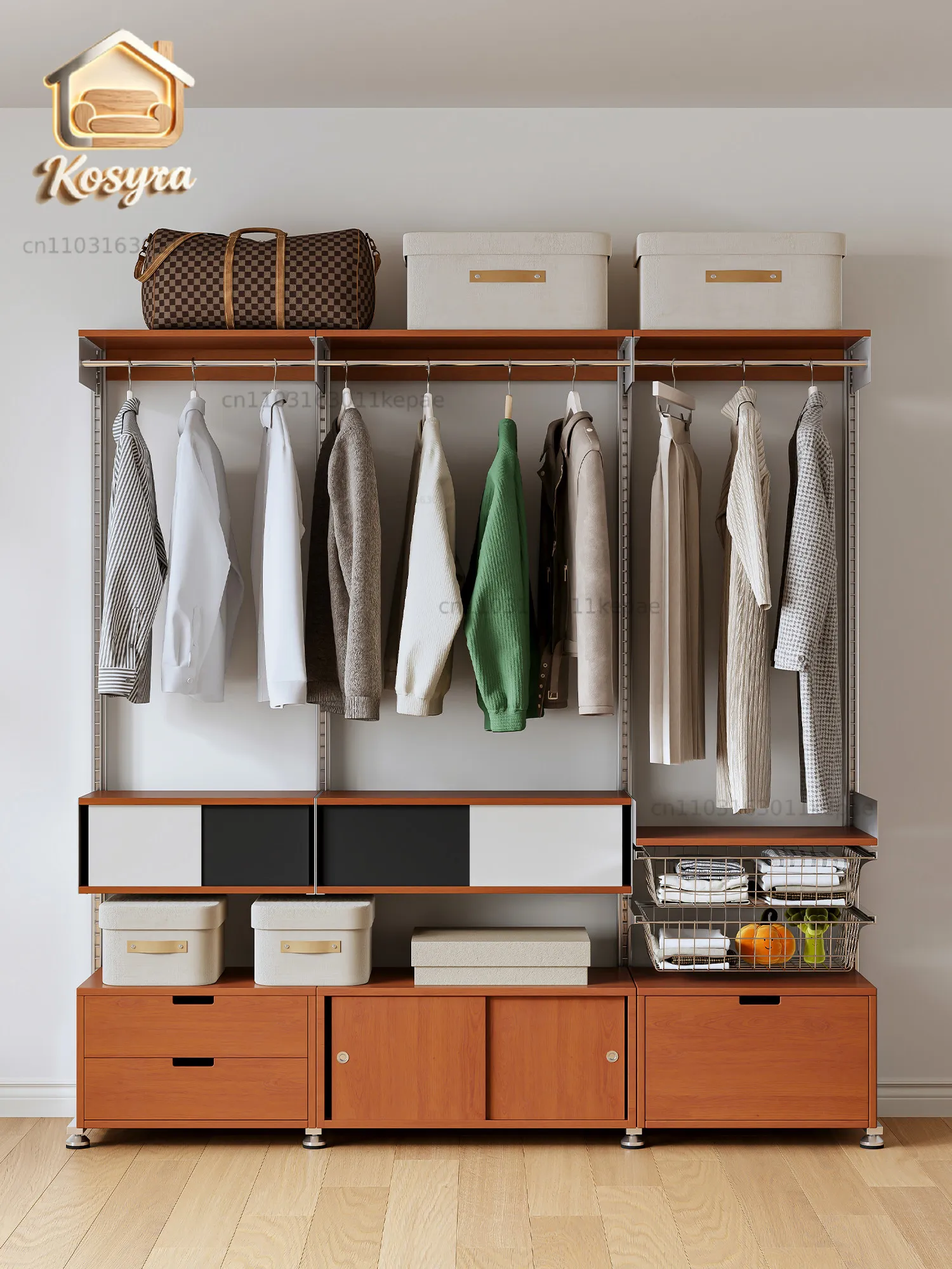 Bookcase Cloakroom Bedroom Open Wardrobe Non-punching Floor-to-ceiling coat rack Entrance storage Hanging clothes rack