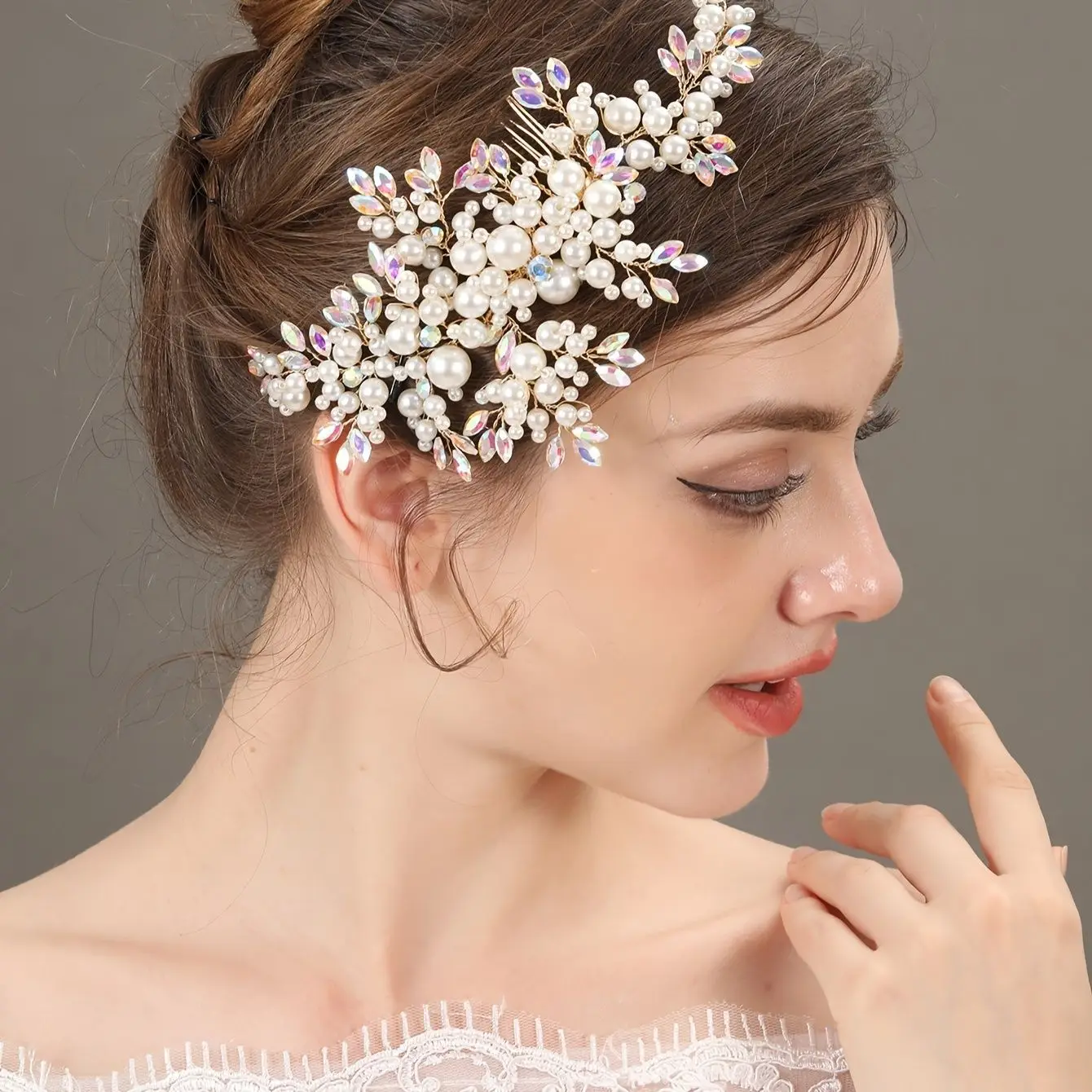 Wedding Alloy Pearl Hair Comb Jewelry Girls Handmade Hairpin Hair Comb Bridal Tiaras Wedding Hair Accessory Jewelry Gift