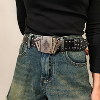 Western Black Belt for Men and Women Poker Rivet Belts Male Fashion Leisure Punk Accessories wide Jeans Waistband Men's Gifts