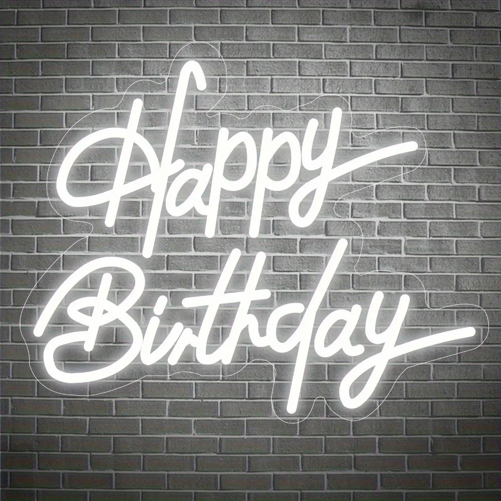 

Happy Birthday Neon Wall Decoration, LED Neon Night Lights Birthday Decorative Lights, Home Decoration Birthday Lighting Neon Si