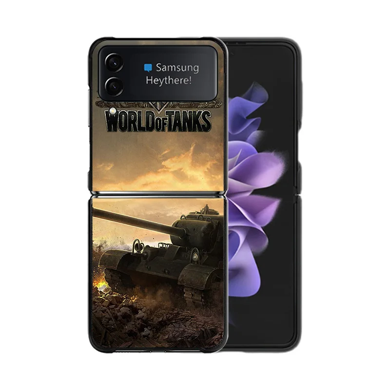 Phone Case for Samsung ZFlip6 5G Z-Flip5 World Of Tanks Warships Galaxy Z Flip4 Flip3 Flip 6 5 4 3 Shell Black Cases Cover