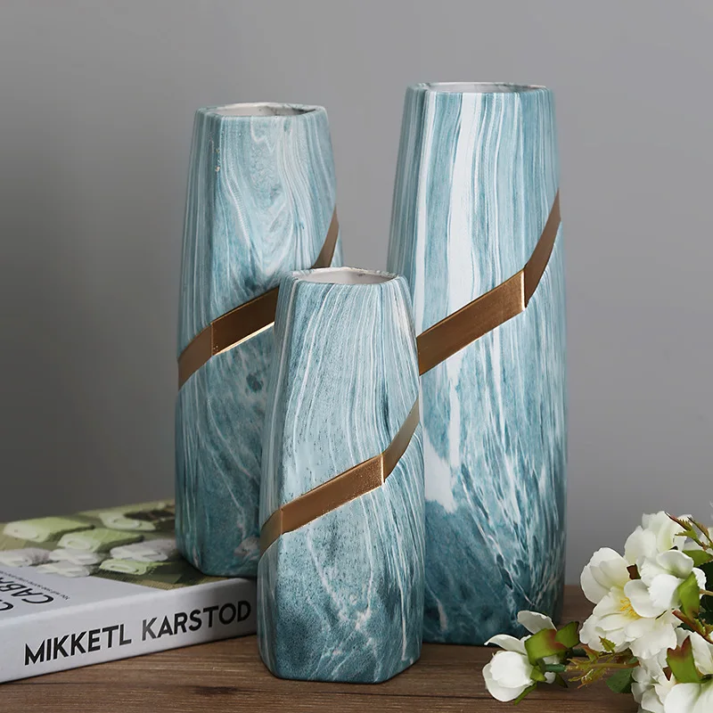 Modern simple ceramic vase ornament living room flower arrangement small fresh decoration TV cabinet simulation flower arrangeme