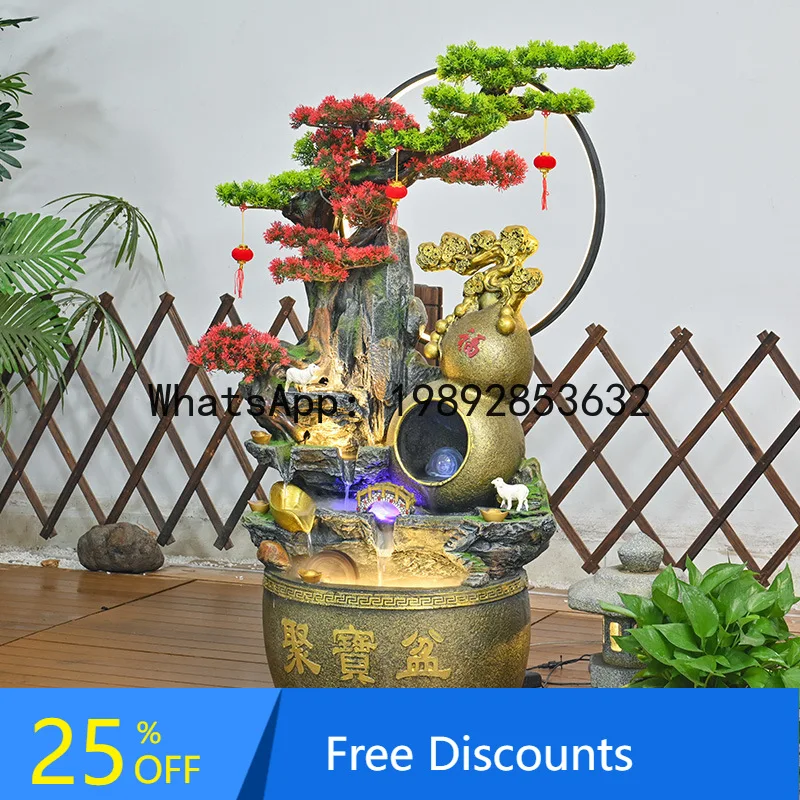 BF New Chinese Style Rockery Fountain Flowing Water Wealth  Living Room Office Feng Shui Wealth-Attracting Floor Decoration