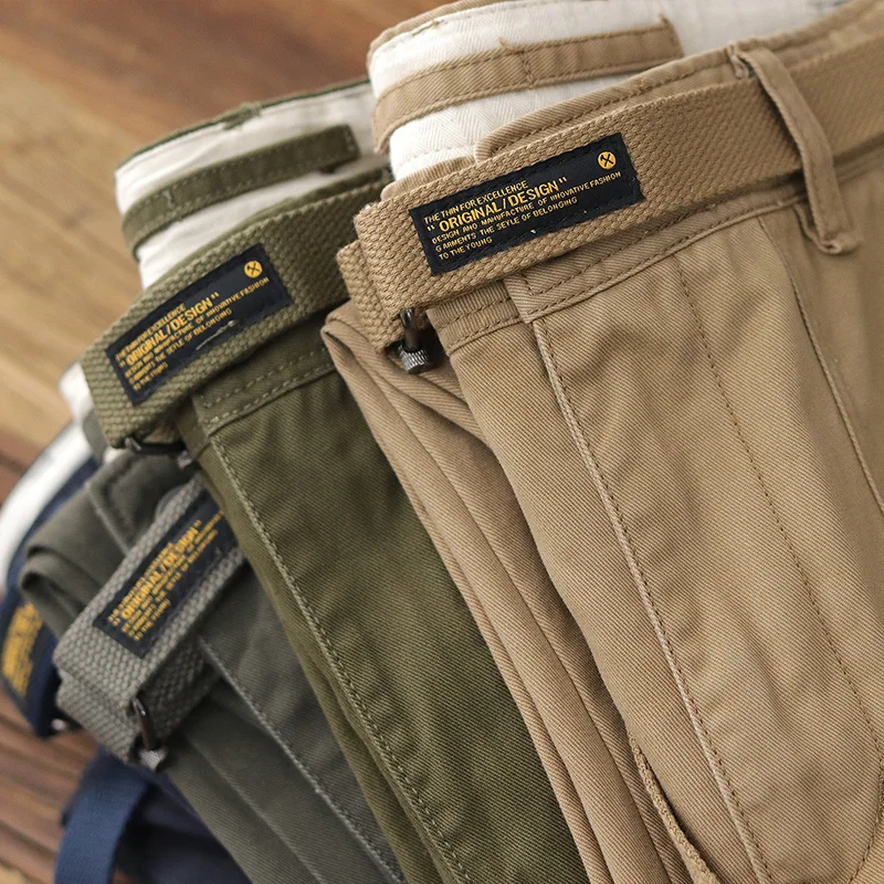 

Ретро-японские мужские рабочие брюки из чистого хлопка, свободные, модные, весенне-осенние, повседневные, длинные, молодежные, Vitali S...