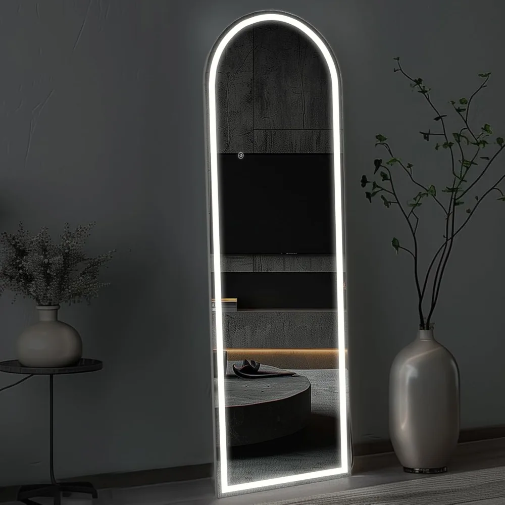 

LED Mirror Arch Full Length Mirror Floor Mirror with Lights Free Standing Full Body Mirror Hanging Wall Mirror