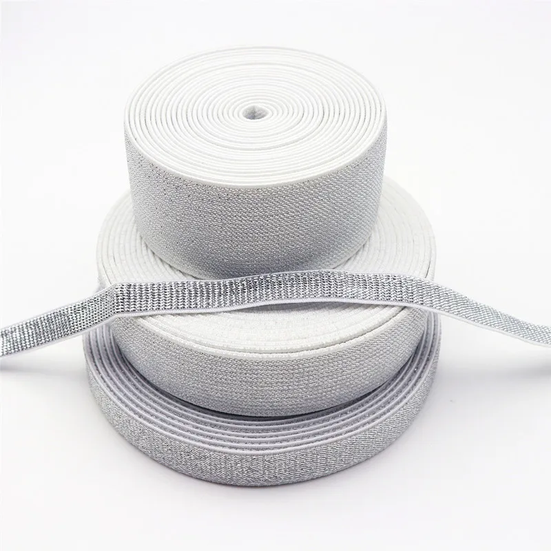 10/15/25/37mm Gold Silver Thread Elastic Belt Belt Rope Rubber Band Thread Ribbon DIY Clothing Accessories Sewing Accessories 1m