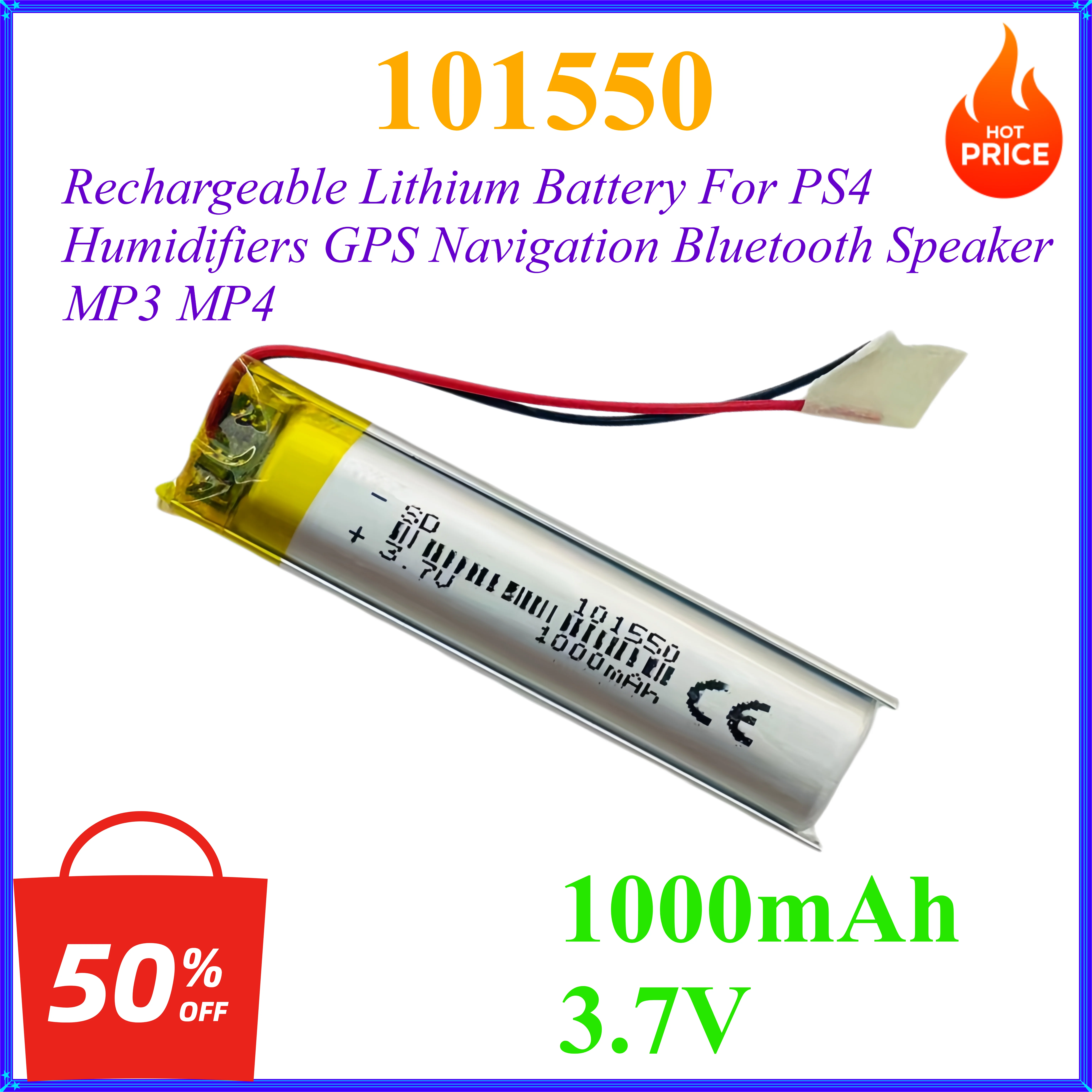 101550 1000mAh 3.7V Lipo Battery Rechargeable Lithium Battery 3.7V For PS4 Humidifiers GPS Navigation Bluetooth Speaker MP3 MP4