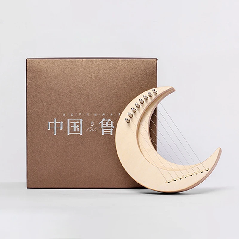 HLURU Mini Lyre Harp 8 Strings Moon Lyre Harp 8 Strings Piano Harp Lyre Harp Orpus Celestial Lyre Portable Instrument