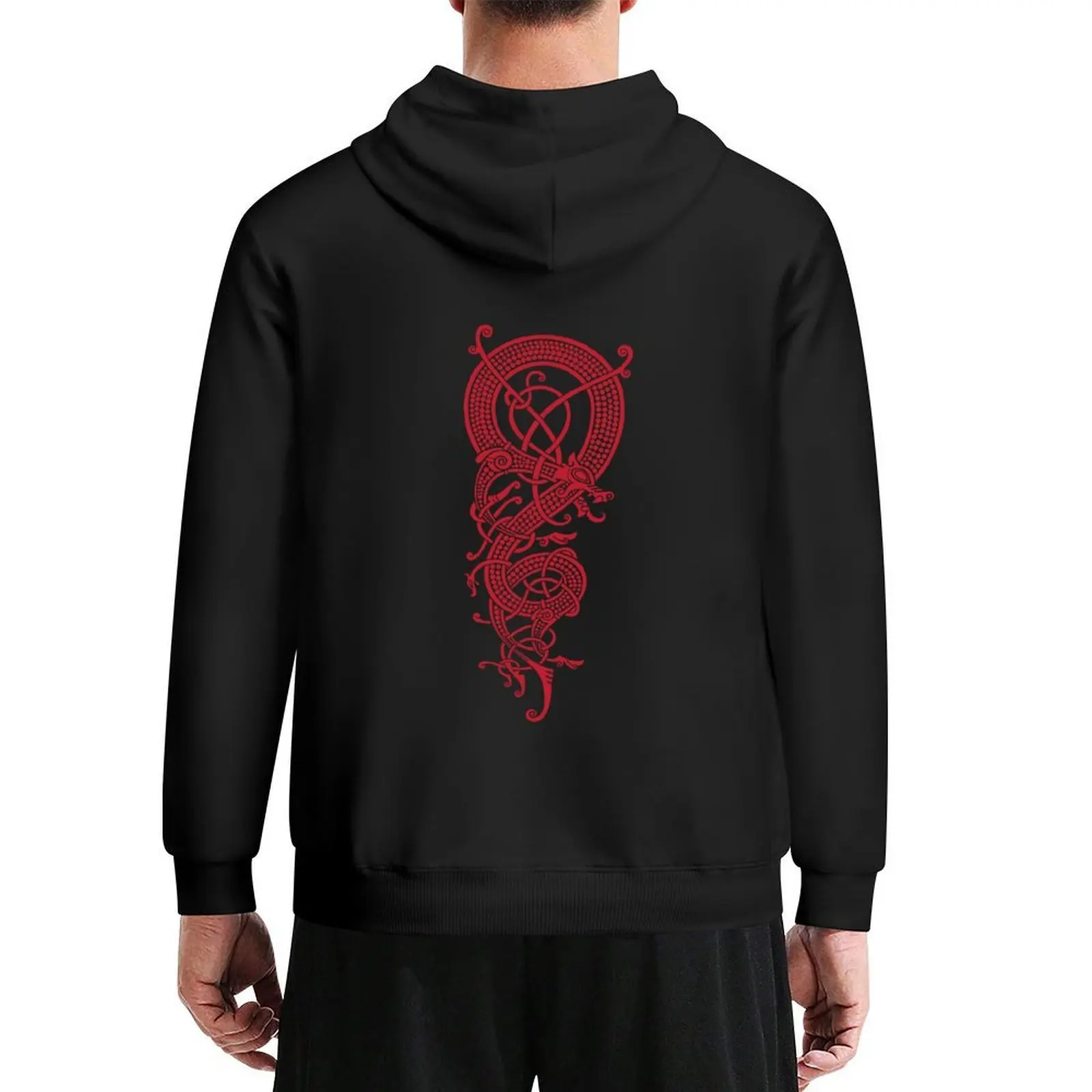 

The viking dragon Fáfnir (red) Hoodie men's clothing men's sweat-shirt fashion men mens clothing men hoodie