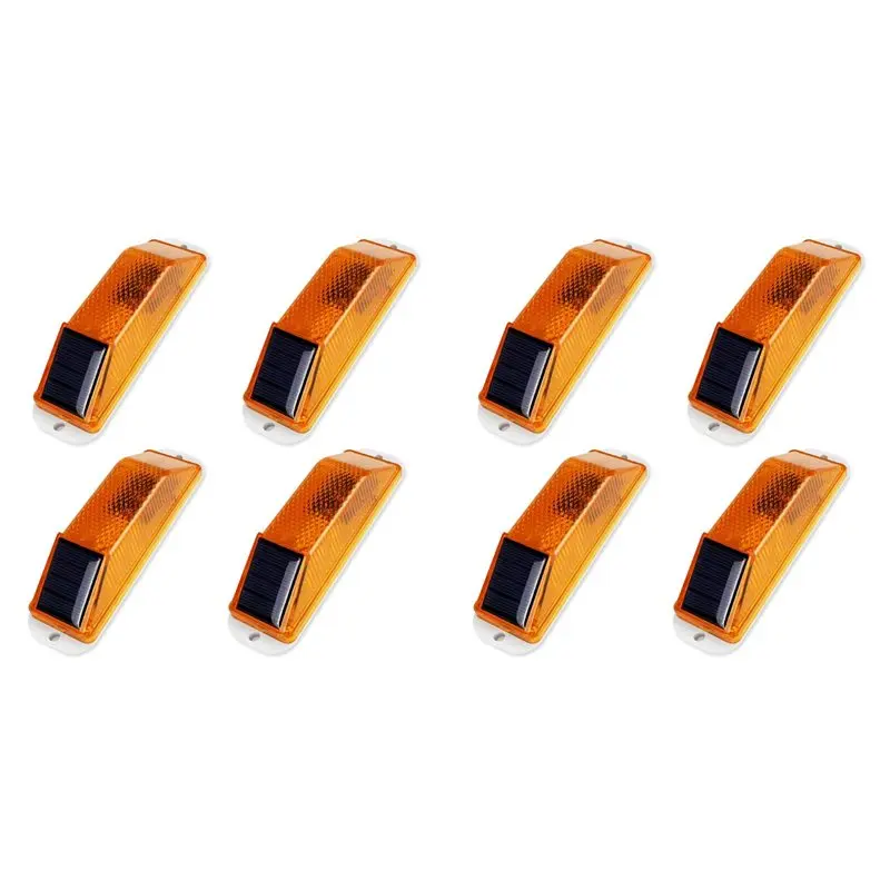 ABWZ-Solar Warning Lights, Bright Solar Strobe Lamp Magnetic Base, Waterproof LED Beacon Safety Light Outdoor 8 Pack Yellow