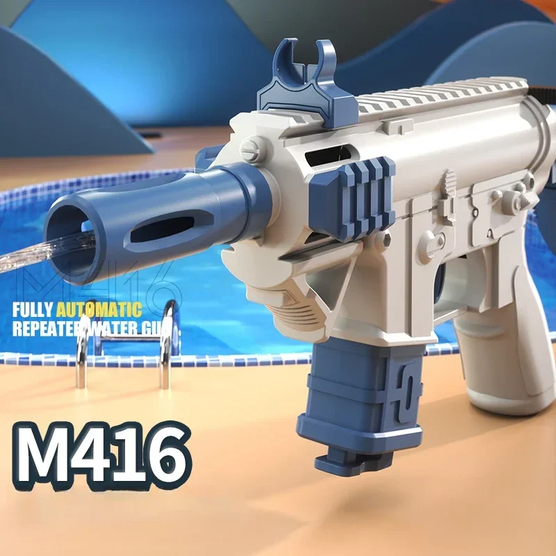 Pistola ad acqua M416 Pistola portatile a scatto continuo per giochi all'aperto per spiaggia e battaglie d'acqua all'aperto Giocattolo estivo interattivo
