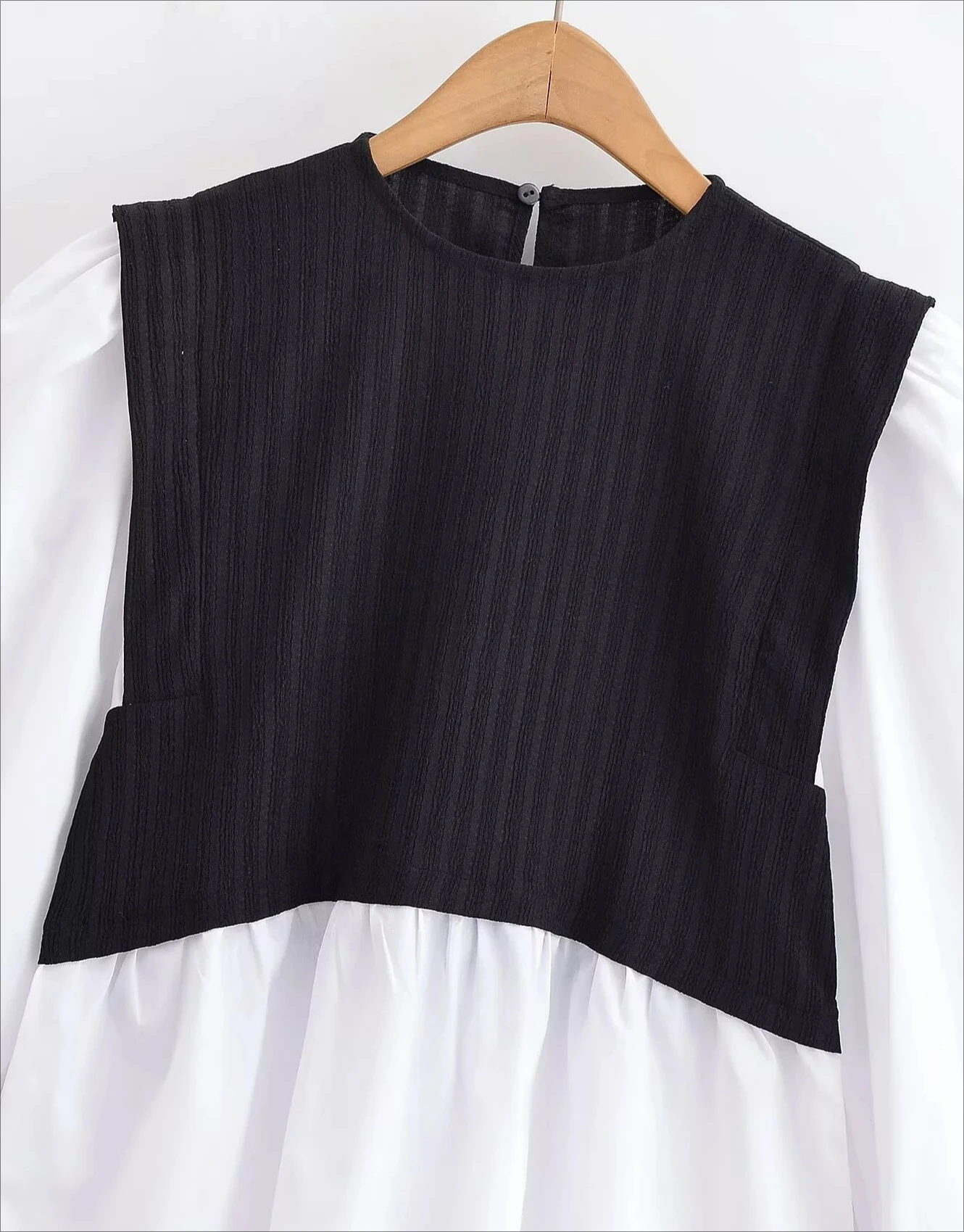 

Женская новая повседневная модная рубашка на пуговицах сзади с длинными рукавами и круглым вырезом с цветными блоками