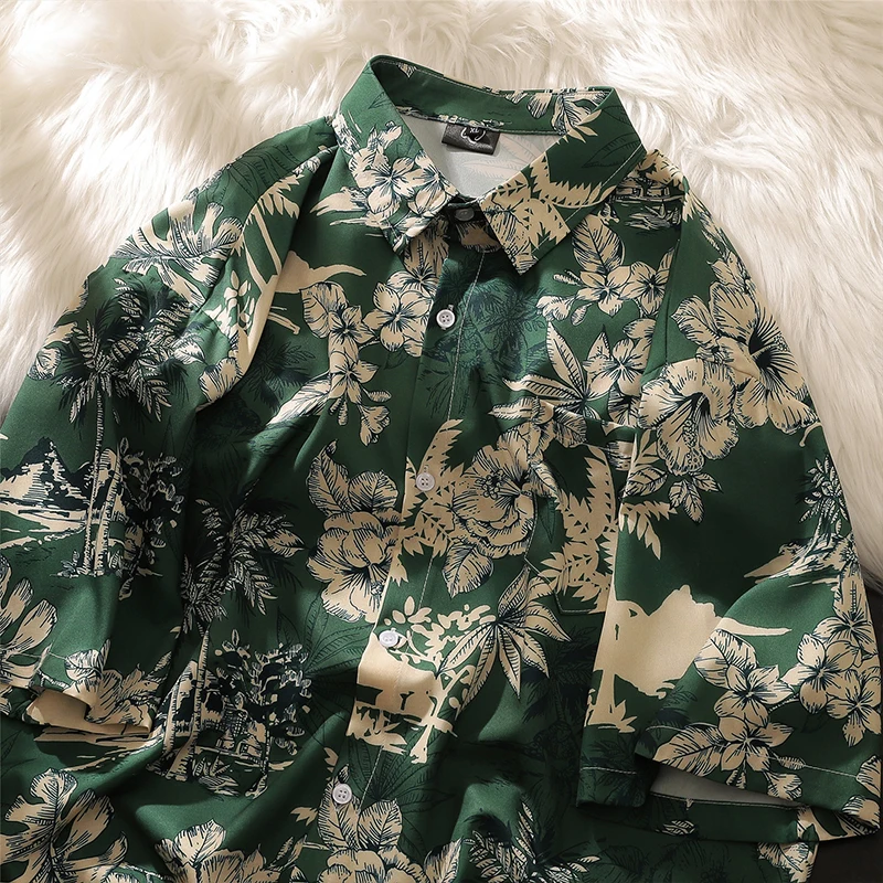 

Large Size 300 Pounds Men's Short Sleeve Hawaiian Flower Shirt Summer Thin Casual Brand Half Sleeve Casual Outerwear