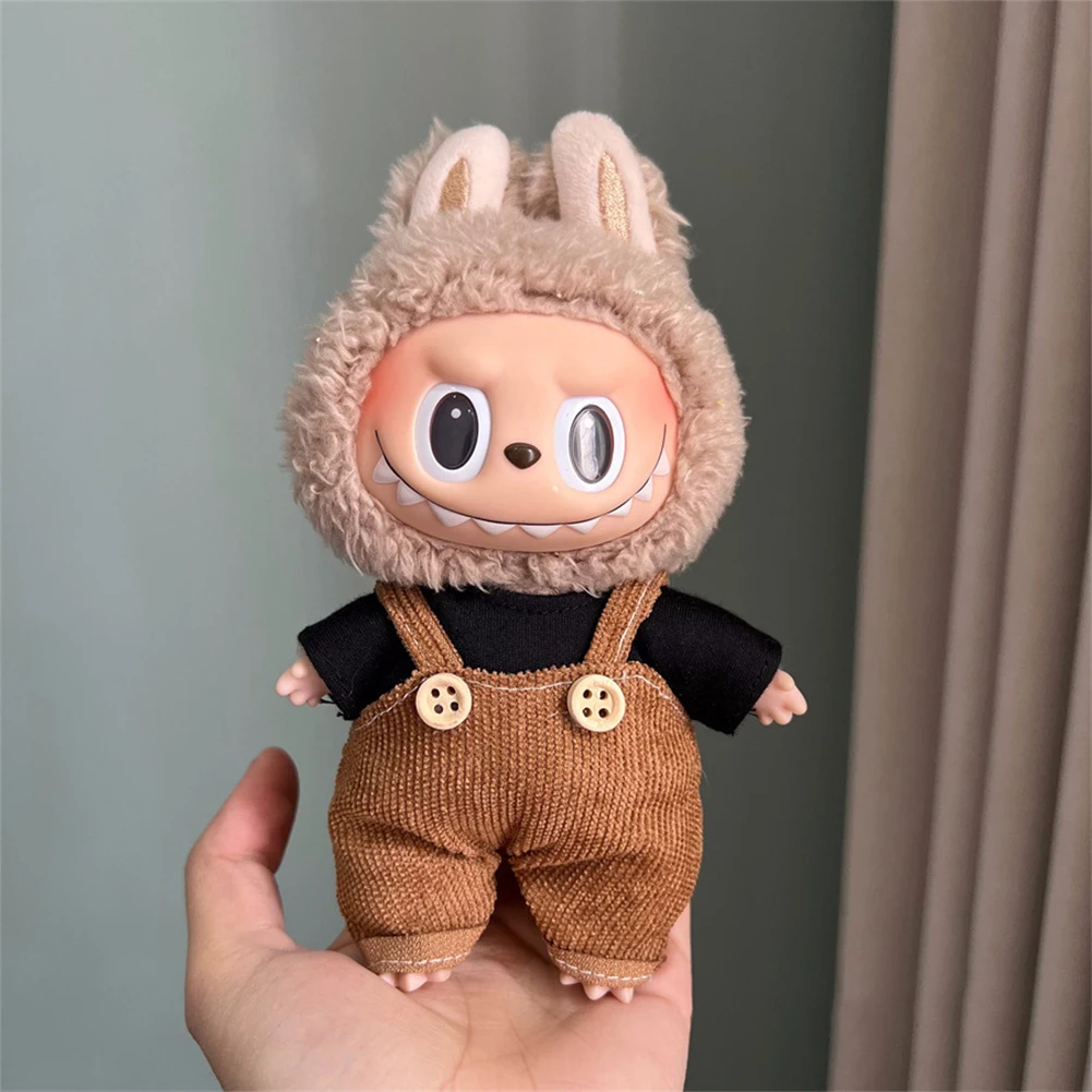 Para muñeca labubu de 17cm, accesorios de ropa, monos multicolores, conjunto de ropa para muñeca Macaron, regalo