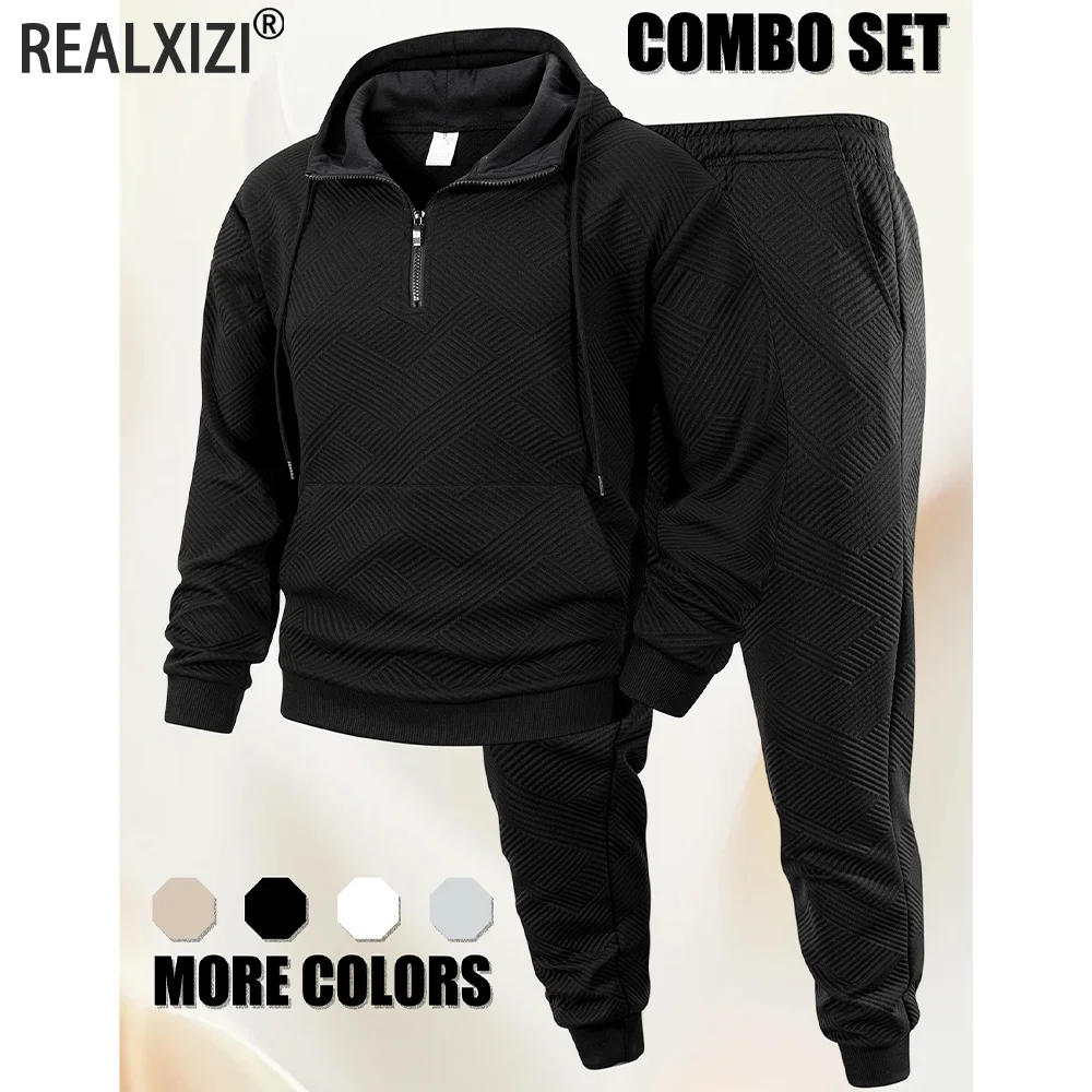

2025 Spring and Autumn Casual Sportwear Set Outdoor Fitness Basketball Fashion Men's Hooded Jumper + Jogging Pants Two-piece Set