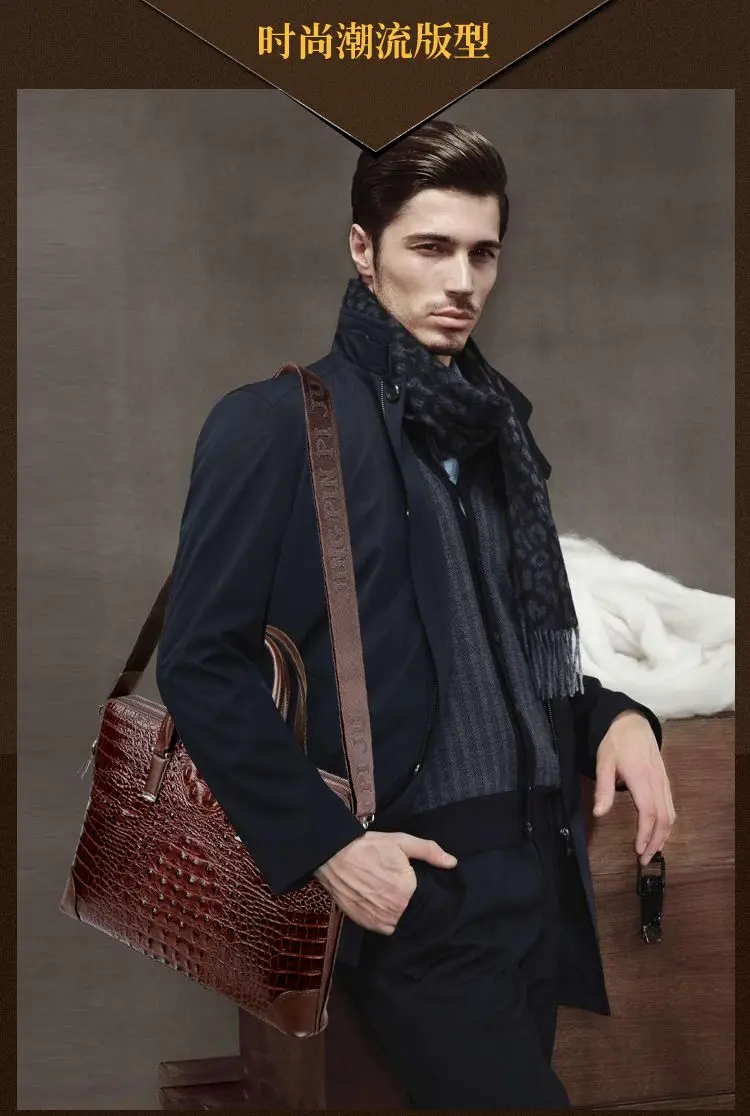 2024 neue Luxus Pu Leder Business Alligator Herren Aktentasche männliche Umhängetasche Männer Messenger Laptop Design Computer Tasche