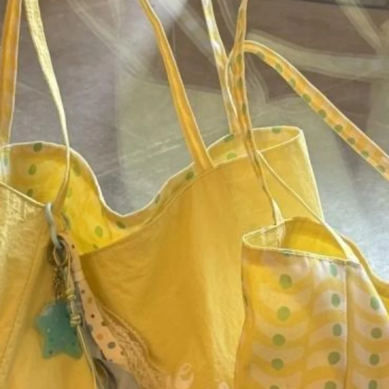 

1PCS Korean Style Reversible Canvas Tote Bag Large Capacity Casual Shoulder Bags For Women Student Work Gift Shopping Bags