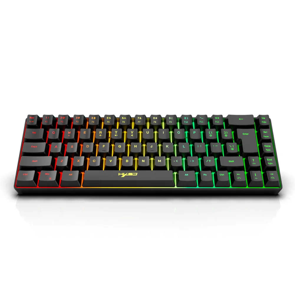 

V200 Portable Gaming Keyboard RGB Colorful Backlit Keyboard 68 Keys Silence Keyboard Mechanical Wired Keyboards