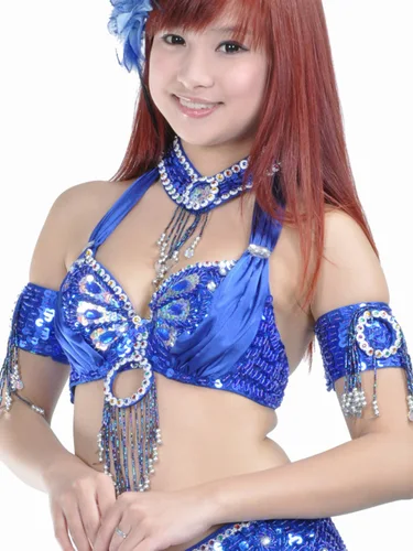 Imagen 2 del producto Traje de danza del vientre con lentejuelas para mujer, sujetador árabe de realce, borla de Jazz, Tops de actuación gitanos latinos urbanos árabes 2024