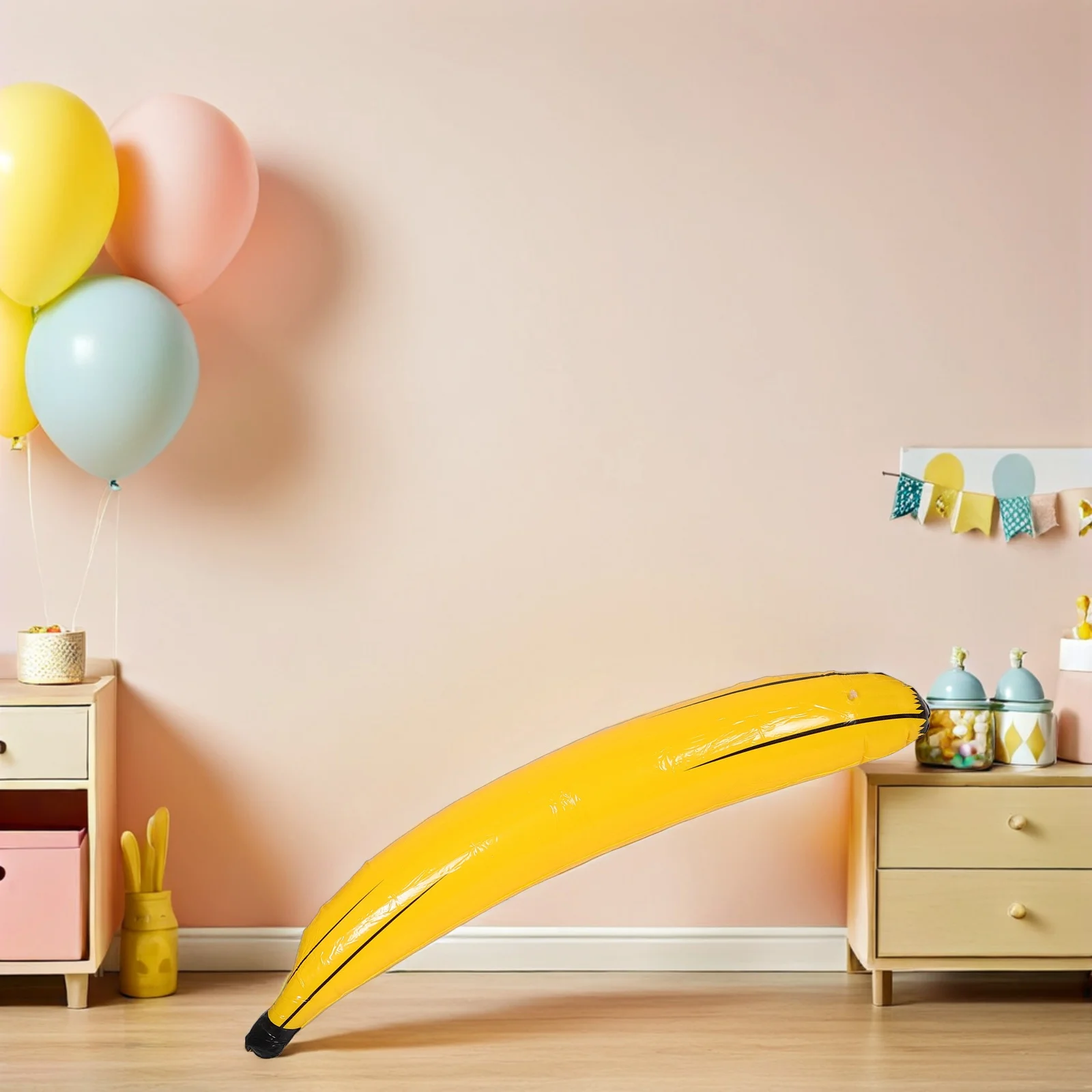 Banana gonfiabile gigante 1.5M Giallo Blow Up Frutta per la festa di Carnevale Piscina Galleggiante Decor Simulato Banana Giocattolo in PVC Impermeabile