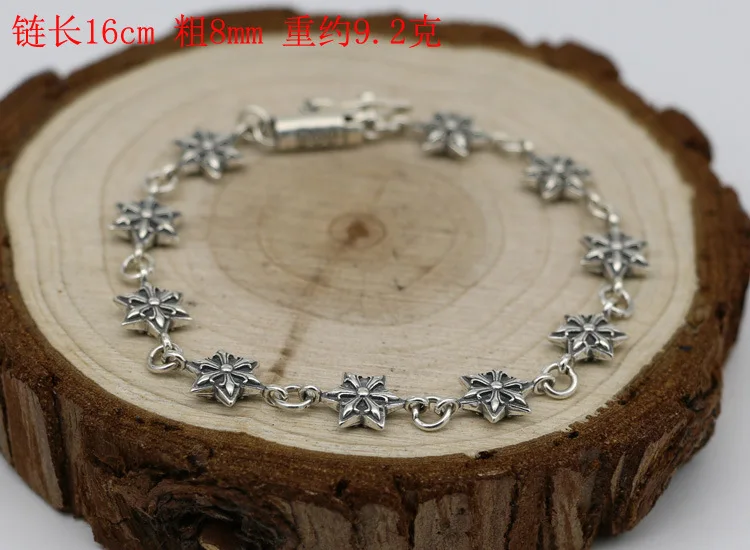 Sterling Silver Six Point Star Bracelet Thai Silver Personalized Male Female Fashion Student Youth Jewelry Bracelet Non mainstre