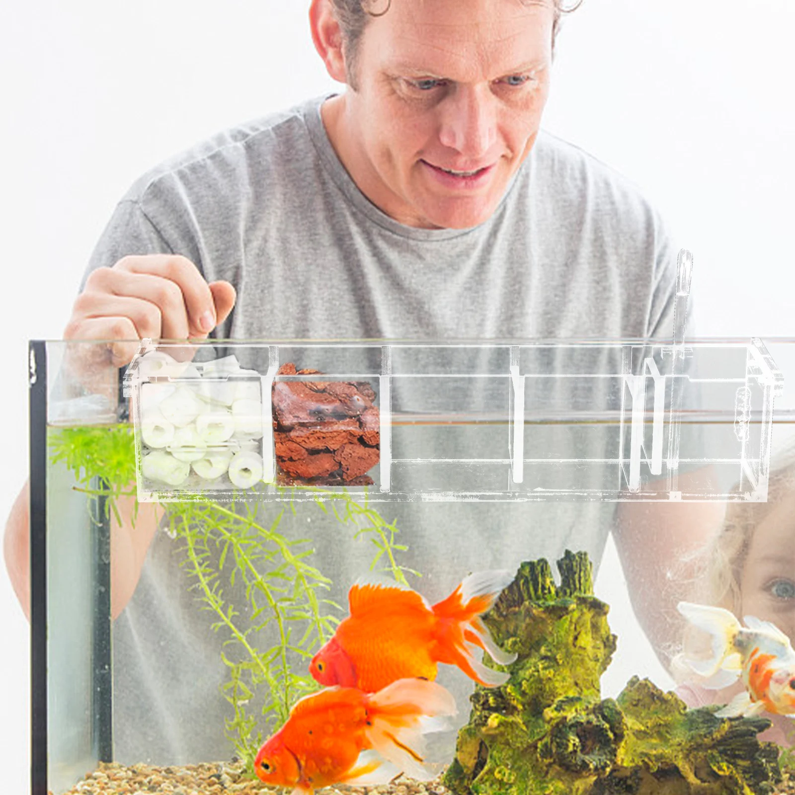 

Fish Tank Acrylic Aquarium Box Hanging Drip Purification Water Case Bowl Filters Mute Multifunctional Drip Box Home Office Use