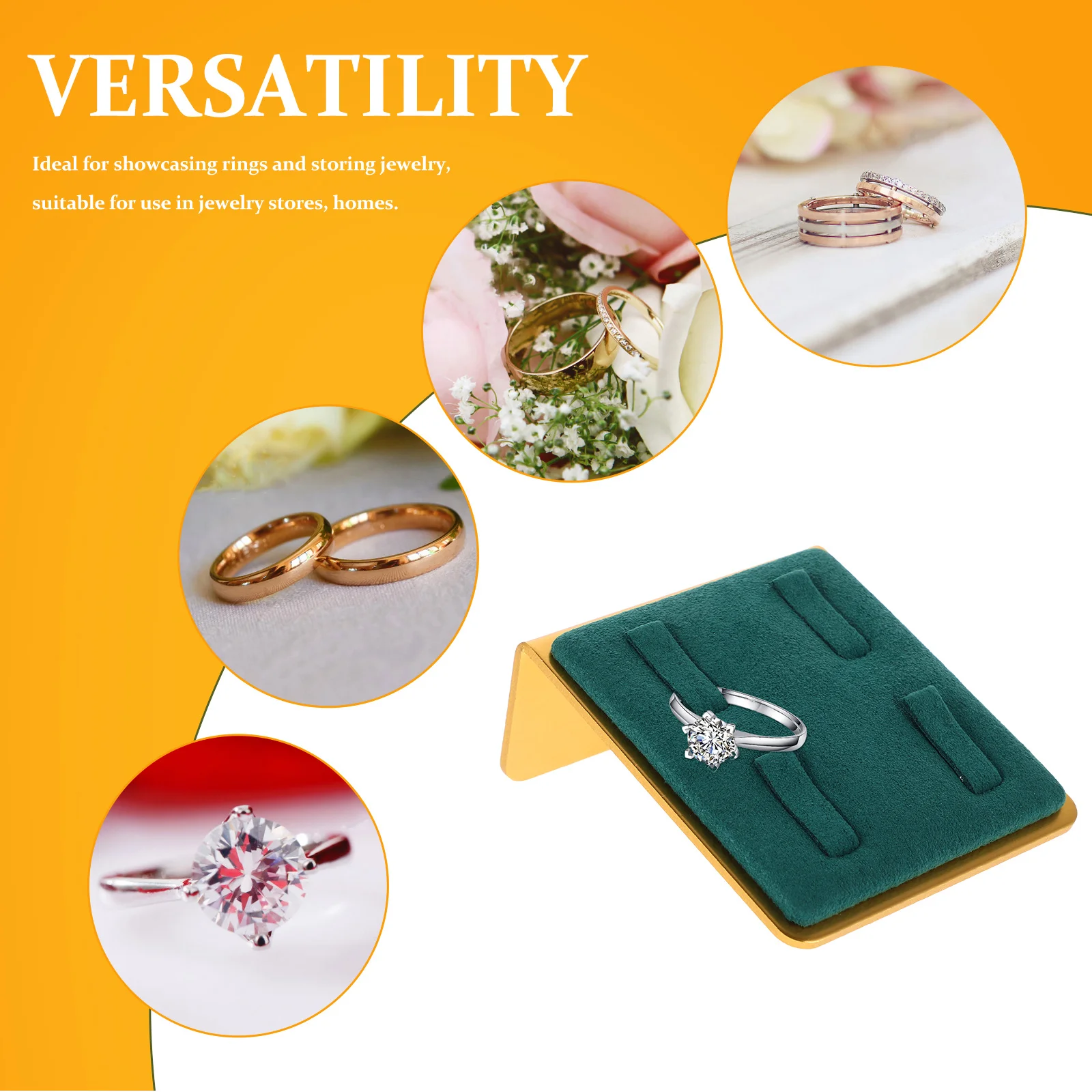 4 Slot Metal Ring Display Stand Jewelry Tray Elegant Secure Earrings Holder for Showcase Photography Green Display Stand Small