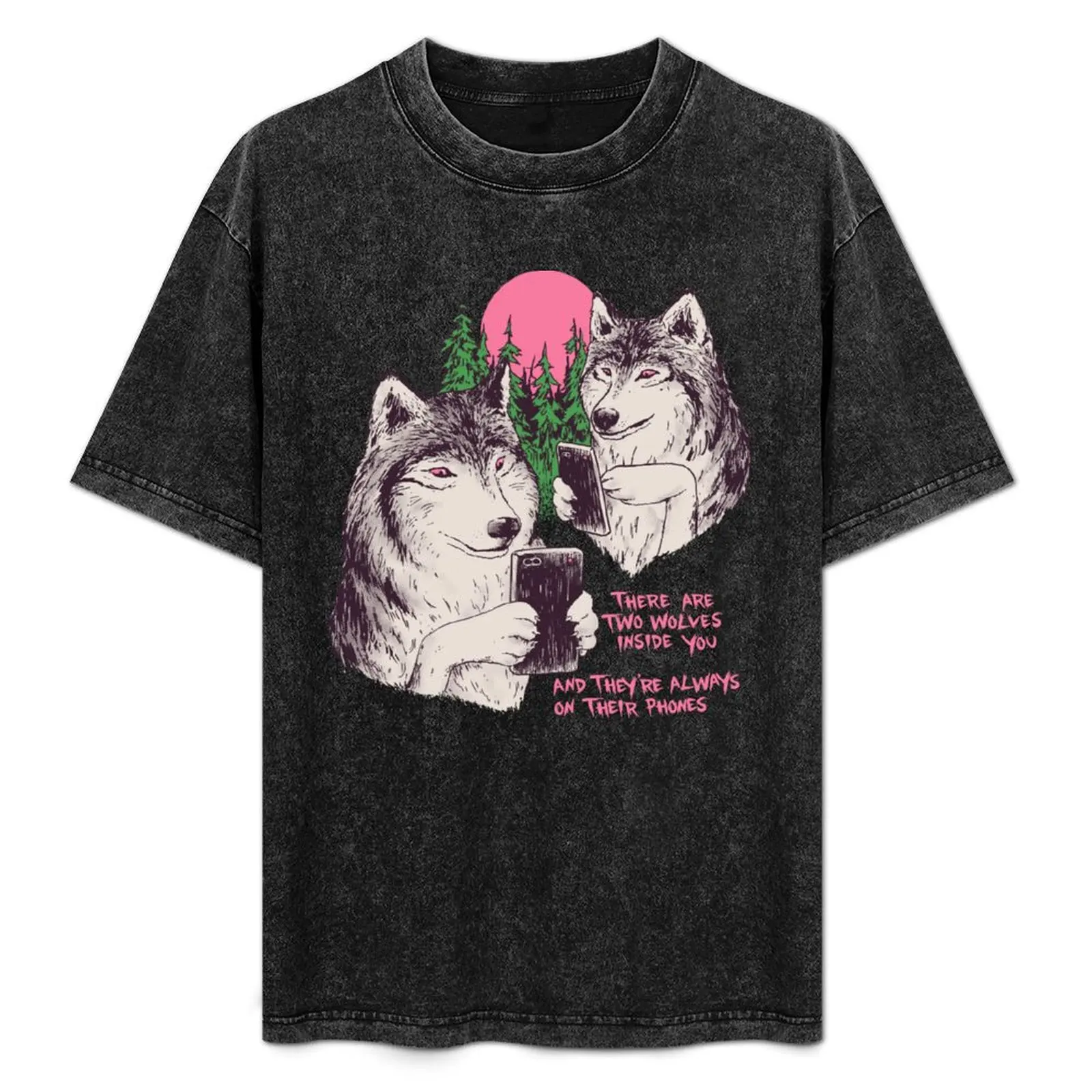 

Two Wolves On Their Phones T-Shirt vintage sublime T-shirt men